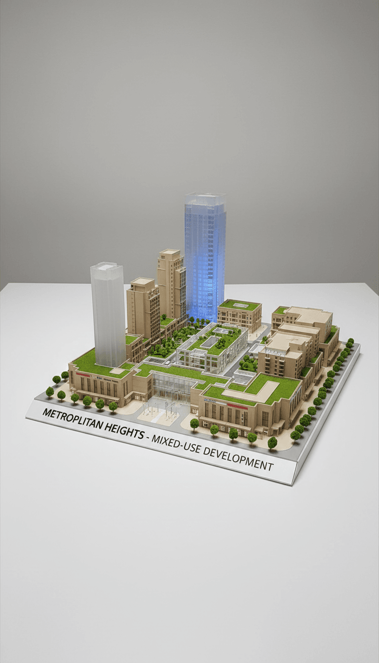 Master plan model of a mixed-use complex